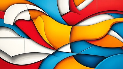 Poster - Abstract Art Piece with Bold Colors and Curved Shapes