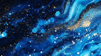 Close-up of sparkling blue glitter, reflective particles, rich and vibrant texture, bright and festive, abstract and artistic design