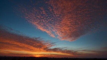 Wall Mural - colorful sunset sky over a tranquil landscape with clouds and vibrant hues at dusk
