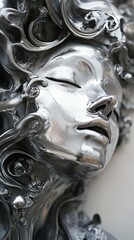 Canvas Print - Reflective Chrome Sculpture: A Modern Masterpiece