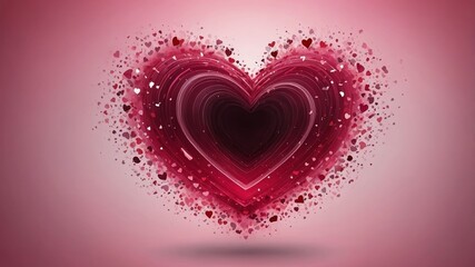Poster - colorful heart design with vibrant shades of red and pink surrounded by sparkling hearts set against