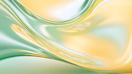 Poster - A soft and glossy gradient green and yellow holographic background in a simple style.