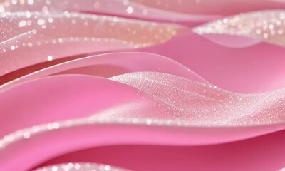 Wall Mural - Abstract waves with a pearly finish, blending pink and white tones. Subtle highlights and sparkles give a sense of elegance and beauty
