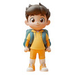 © living the dream - 3D render of a cute and happy school boy isolated on transparent background