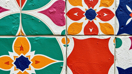 Poster - Colorful patterned tiles background