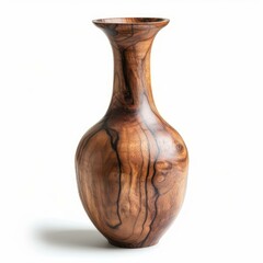 Poster - studio shot of a handcrafted wooden vase, highlighting the beautiful natural wood grain