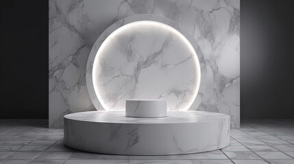 Poster - 3d pedestal for a product display. Podium scene shot with geometric platform