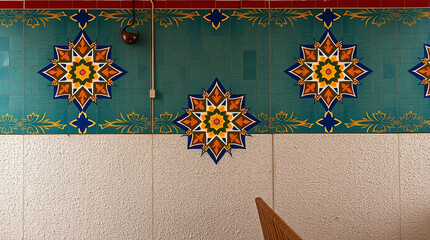 Poster - Teal and orange tile pattern