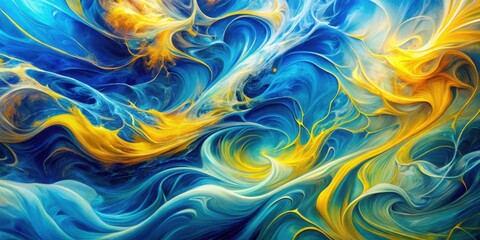 Wall Mural - Abstract Swirling Hues of Blue and Gold A Captivating Visual Symphony of Intertwined Colors and Dynamic Forms