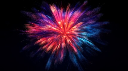 colorful fireworks exploding in the night sky, vibrant and dynamic, highly detailed, festive and bri
