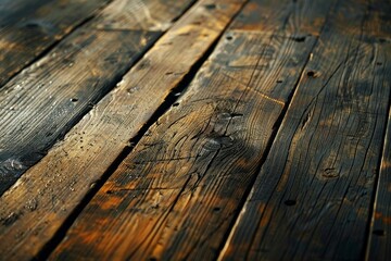 Poster - Close up of weathered wooden planks creating a rustic and textured background
