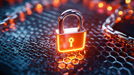 Poster - Ai-generated security innovations exploring digital lock mechanisms in futuristic tech environments