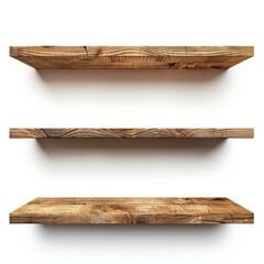 Poster - Rustic wooden shelves creating a stylish and versatile display space for various products, enhancing interior design