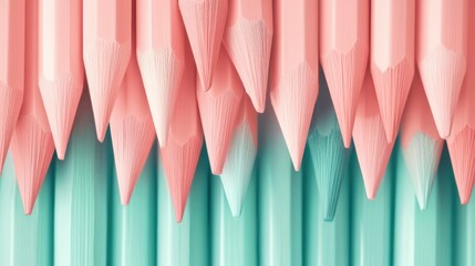Poster - Gradient of minimalist pencil strokes featuring a blend of pastel pink and mint colors arranged in an orderly fashion