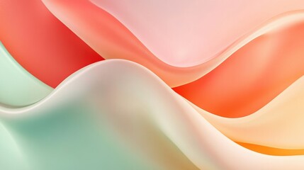 Aufkleber - Pastel waves in mint and coral hues creating an elegant backdrop for artistic design and sophistication