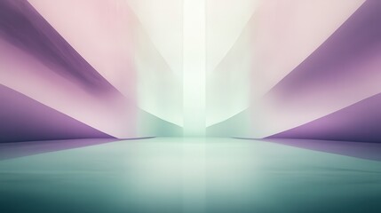 Poster - Elegant lavender and mint shapes create a serene atmosphere in a minimalist space