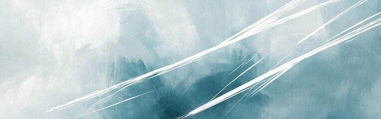 Poster - Elegant muted gray and teal strokes capturing a serene abstract landscape with gentle textures and soft hues