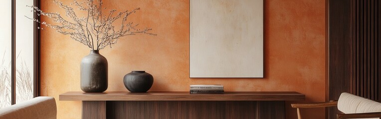 Aufkleber - Elegant interior design with muted tones and dotted pencil strokes enhances a serene living space