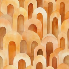 Aufkleber - Intricate doodle cartoon drawings featuring warm tones and varying arch shapes creating a captivating pattern
