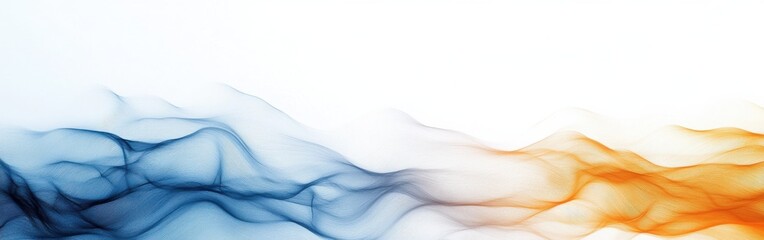 Poster - Abstract flow of colors blending softly on a white background with hints of blue and orange