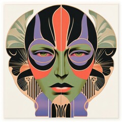 Wall Mural - Head art illustration patterns