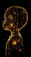 Aufkleber - Child glowing with vibrant energy and intricate patterns in a dark environment during an artistic moment