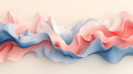 Poster - 3d abstract wave design with pink and blue colors flowing in a dynamic pattern