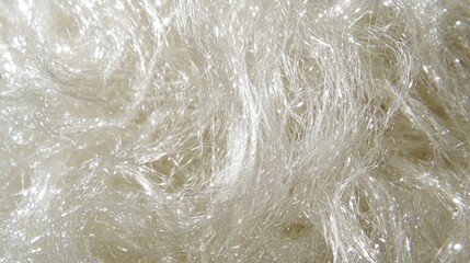 Sticker - Close-up ivory fiber texture; tangled strands,  soft focus background, textile design