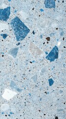 Poster - Polished concrete surface featuring icy blue pearl with various stone fragments for a unique aesthetic appeal