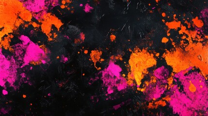 Aufkleber - Vibrant neon orange and bright pink palette on a dark textured background for creative projects and designs