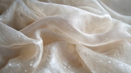 Elegant Draped Beige Fabric Showing Texture and Light Reflection