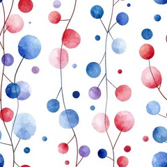 Poster - Colorful Abstract Pattern with Red and Blue Circles and Delicate Branches on a White Background