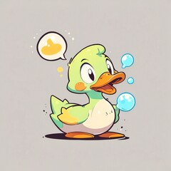 Canvas Print - Adorable Baby Duckling Blowing Bubbles