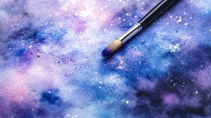Poster - Cosmic watercolor blend created with a brush on textured paper in an artistic studio environment