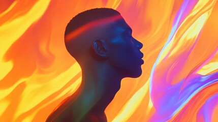 Leinwandbilder - Man glowing against vibrant abstract background representing energy and creativity during nighttime