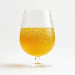 Poster - Refreshing glass of orange juice with bubbles served on a bright background