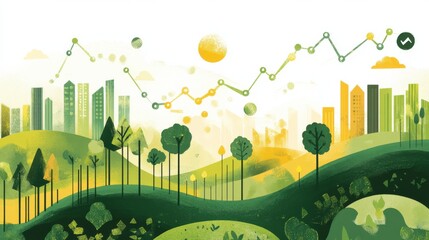 Poster - Visual representation of green bonds interwoven with financial growth and urban sustainability