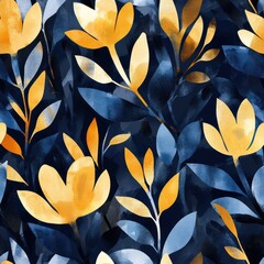 Leinwandbilder - Bold watercolor floral doodles in vibrant colors create a lively pattern