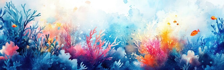 Poster - Vibrant coral reef with colorful fish swimming in a breathtaking underwater paradise