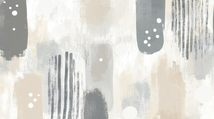 Poster - Balanced design with soft pencil strokes in pastel gray and scattered white dots for an elegant touch