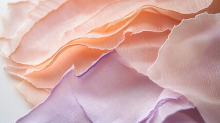 Aufkleber - Soft pencil strokes create layers of muted peach and lavender fabric blending harmoniously in a minimalist setting