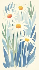 Wall Mural - Daisy pattern wallpaper flowers mobile art