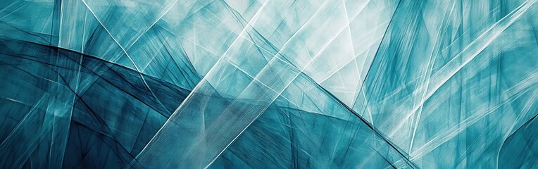 Poster - Muted teal abstract background with soft pencil strokes and intersecting lines creating depth and balance in a calm aesthetic