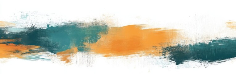 Aufkleber - Soft pastel brushstrokes in amber and teal blend into white for a modern airy artistic expression