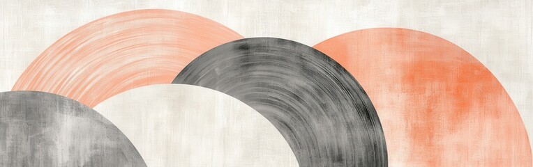 Poster - Modern wall art featuring smooth pencil strokes in gray and coral tones for a minimalist aesthetic