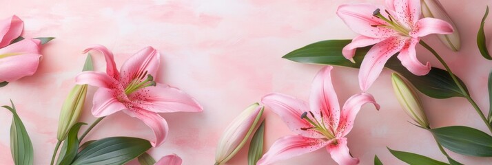 Wall Mural - A floral design in pink with blank text space, great for making greeting cards for International Women's Day and Mother's Day