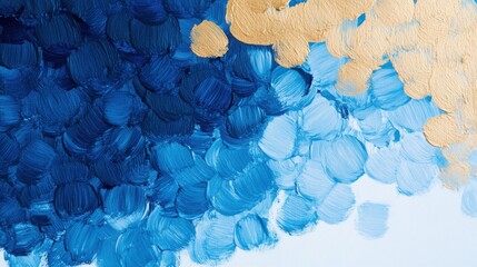 Poster - overlapping gradient pencil strokes in blue and gold tones create a captivating abstract canvas art 