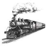 Vintage steam locomotive train illustration.
