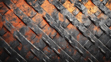 Aufkleber - Weathered metallic background showcasing a vintage industrial charm with a gradient from black to rusty orange