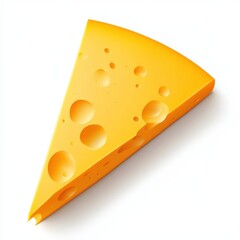 Poster - Sharp orange cheddar cheese slice with smooth edges on white background ideal for culinary use or food presentation